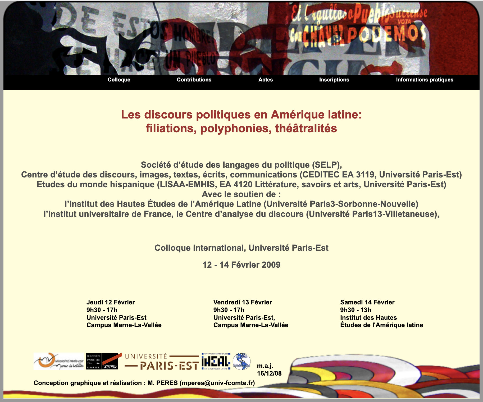 Colloque 2009 Les discours politiques en Amérique latine_filiations-polyphonies-théâtralités
